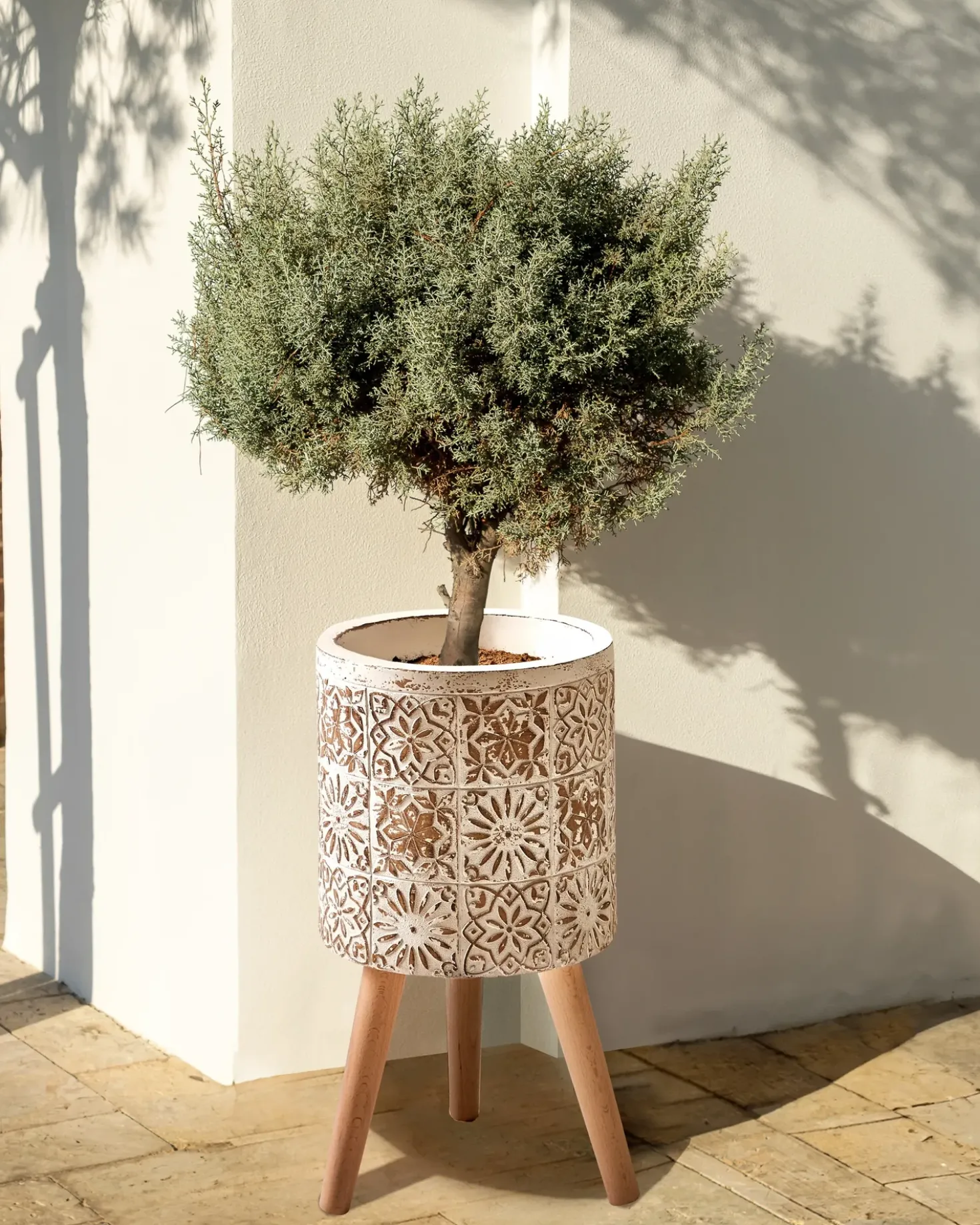 Vaso per piante rialzato KARISTOS 36 cm Bianco sporco