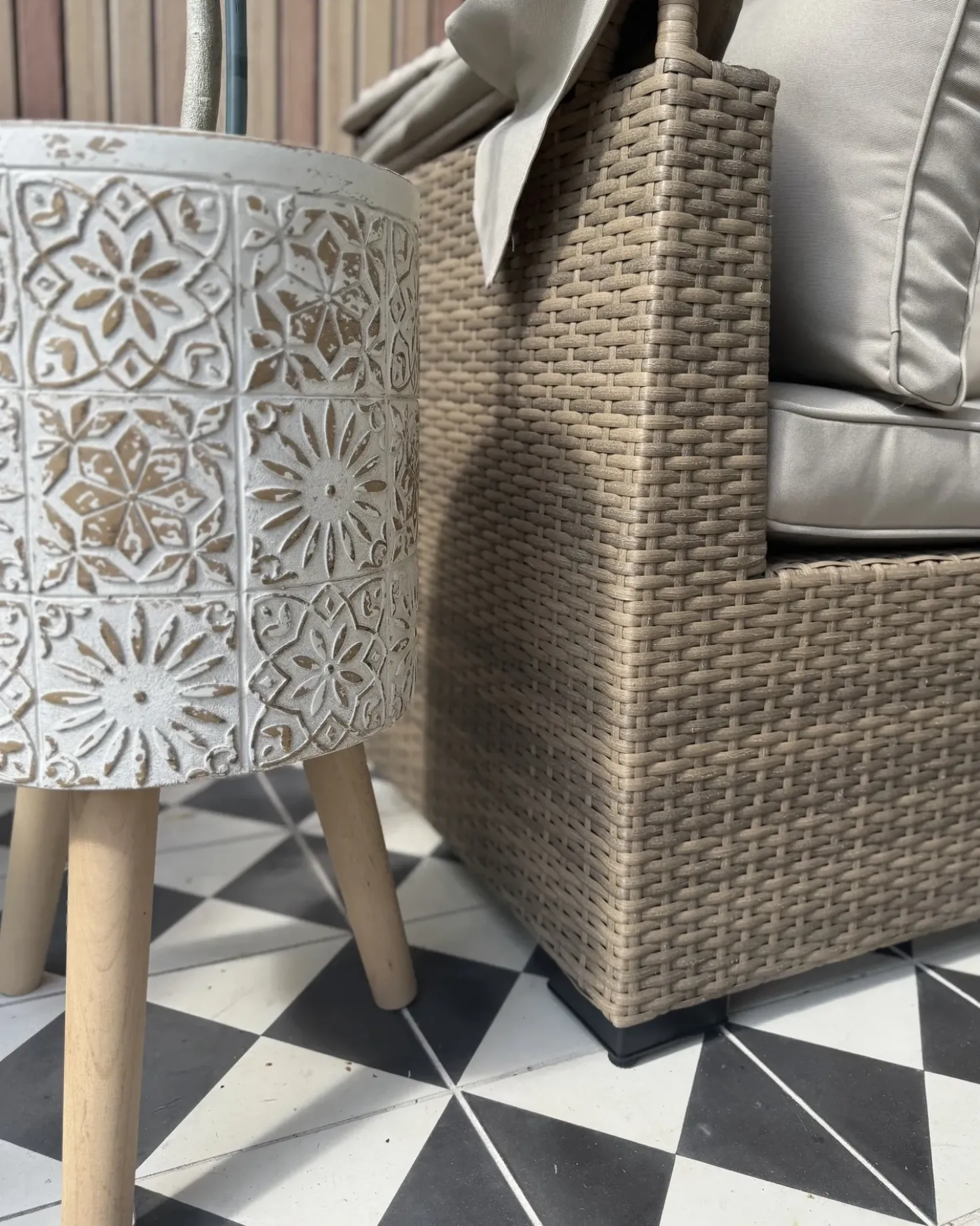 Vaso per piante rialzato KARISTOS 36 cm Bianco sporco