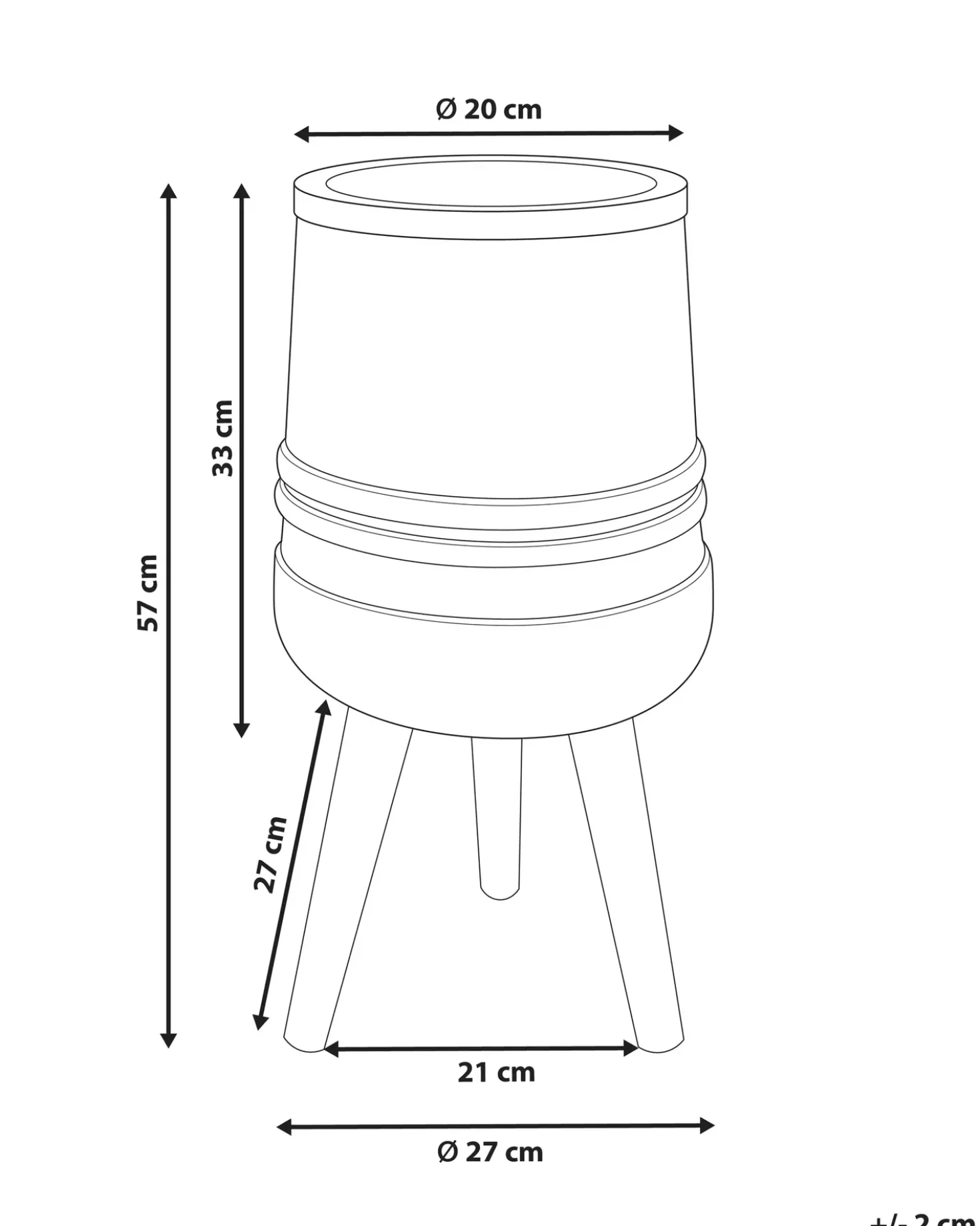 Vaso per piante rialzato ARISAEMA 27 cm Grigio