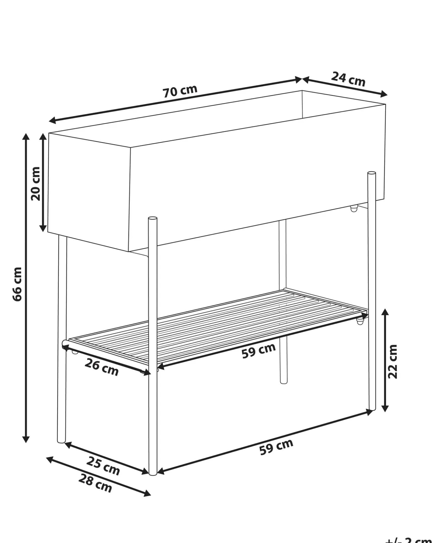 Vaso per piante rialzato VINCA Metallo 70 cm Nero