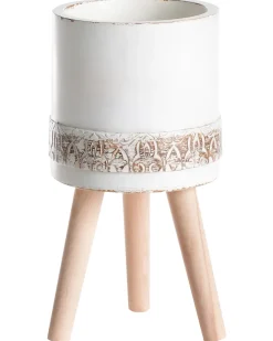 Vaso per piante rialzato SKIATOS 22 cm Bianco sporco