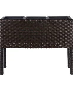 Vaso per piante rialzato CARAGANA Rattan sintetico (PE) 77 cm Marrone scuro