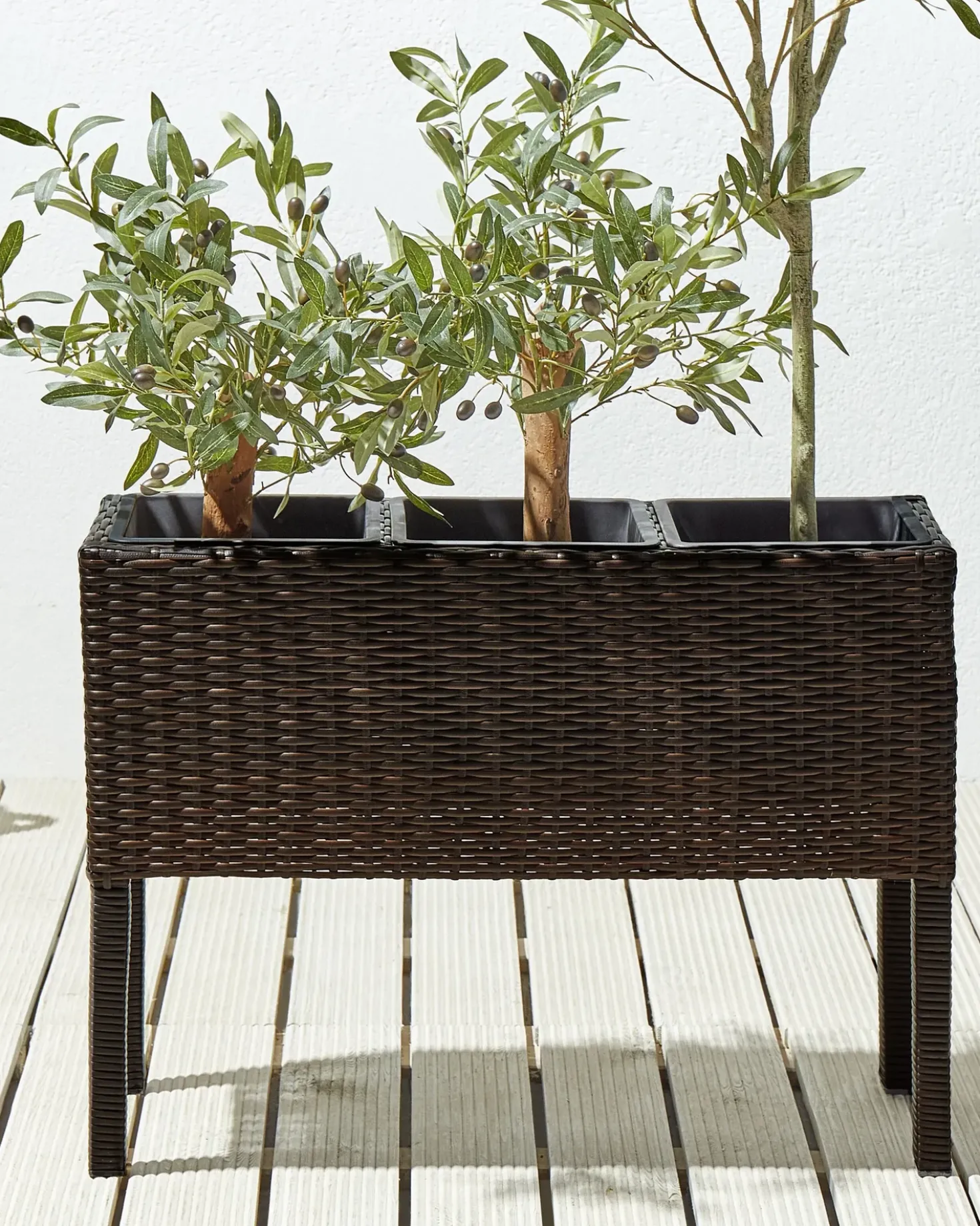 Vaso per piante rialzato CARAGANA Rattan sintetico (PE) 77 cm Marrone scuro