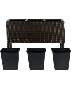 Vaso per piante rialzato CARAGANA Rattan sintetico (PE) 77 cm Marrone scuro