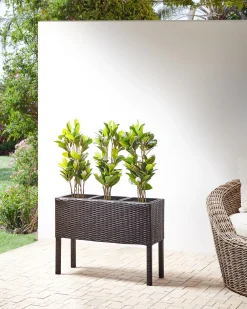 Vaso per piante rialzato CARAGANA Rattan sintetico (PE) 77 cm Marrone scuro