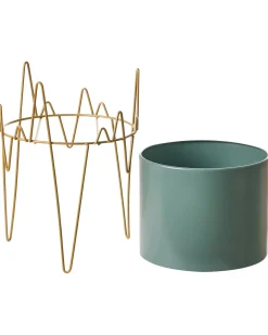 Vaso per piante rialzato KALANDRA Metallo 29 cm Verde scuro