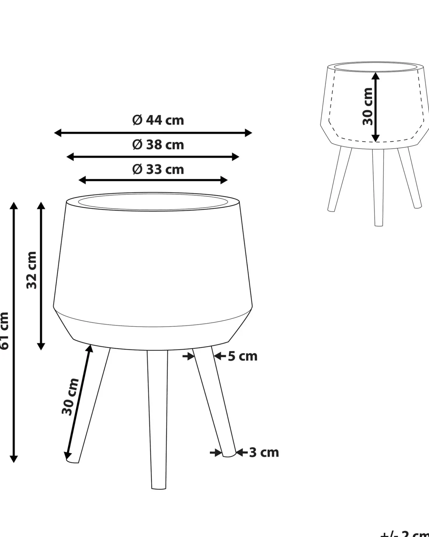 Vaso per piante rialzato MALAKI 44 cm Grigio chiaro