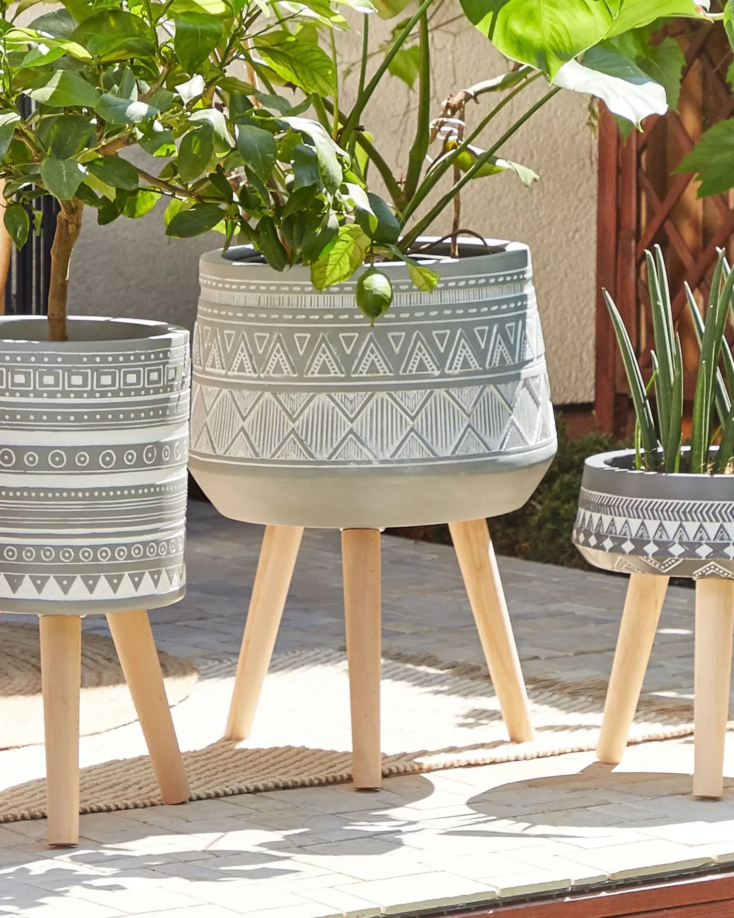 Vaso per piante rialzato MALAKI 44 cm Grigio chiaro