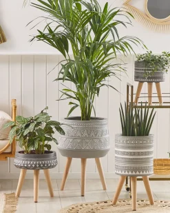 Vaso per piante rialzato MALAKI 44 cm Grigio chiaro
