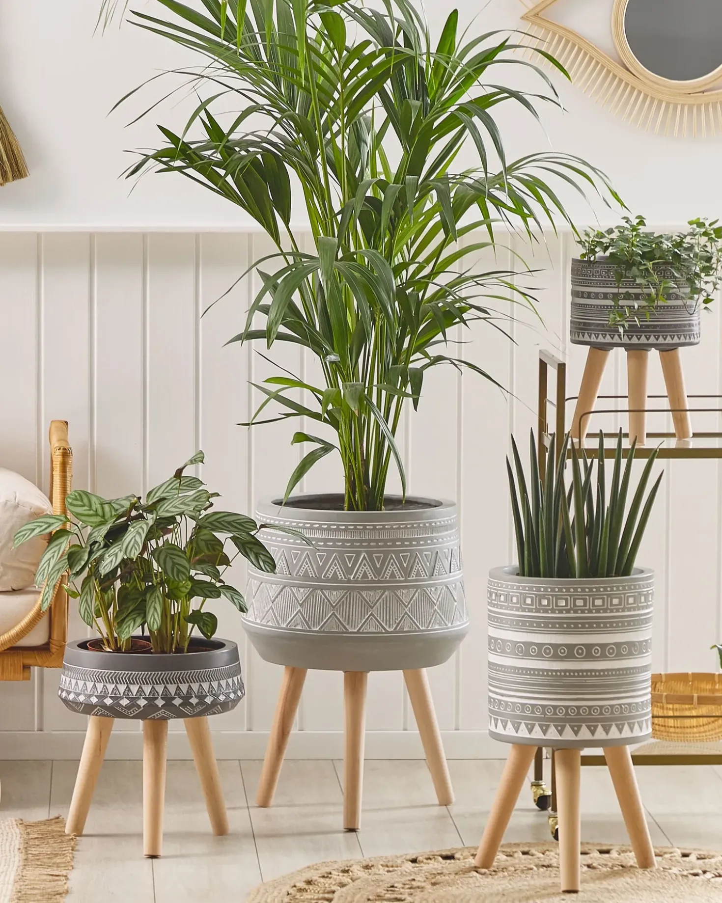 Vaso per piante rialzato MALAKI 44 cm Grigio chiaro