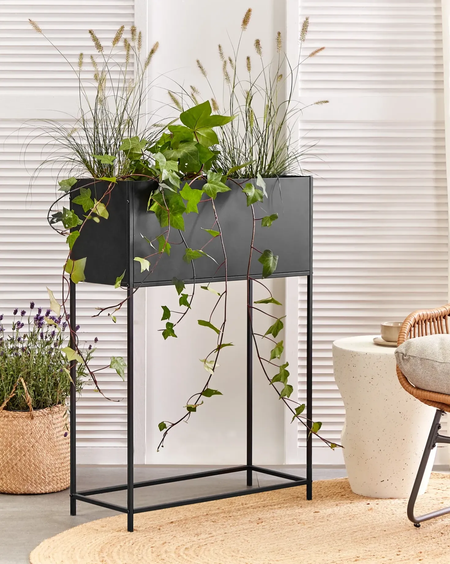 Vaso per piante rialzato TAPIEN Metallo 70 cm Nero