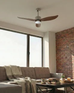 Ventilatore a soffitto con luce MAHAUT con telecomando LED Marrone chiaro
