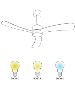 Ventilatore a soffitto con luce PRASLIN con telecomando LED Bianco