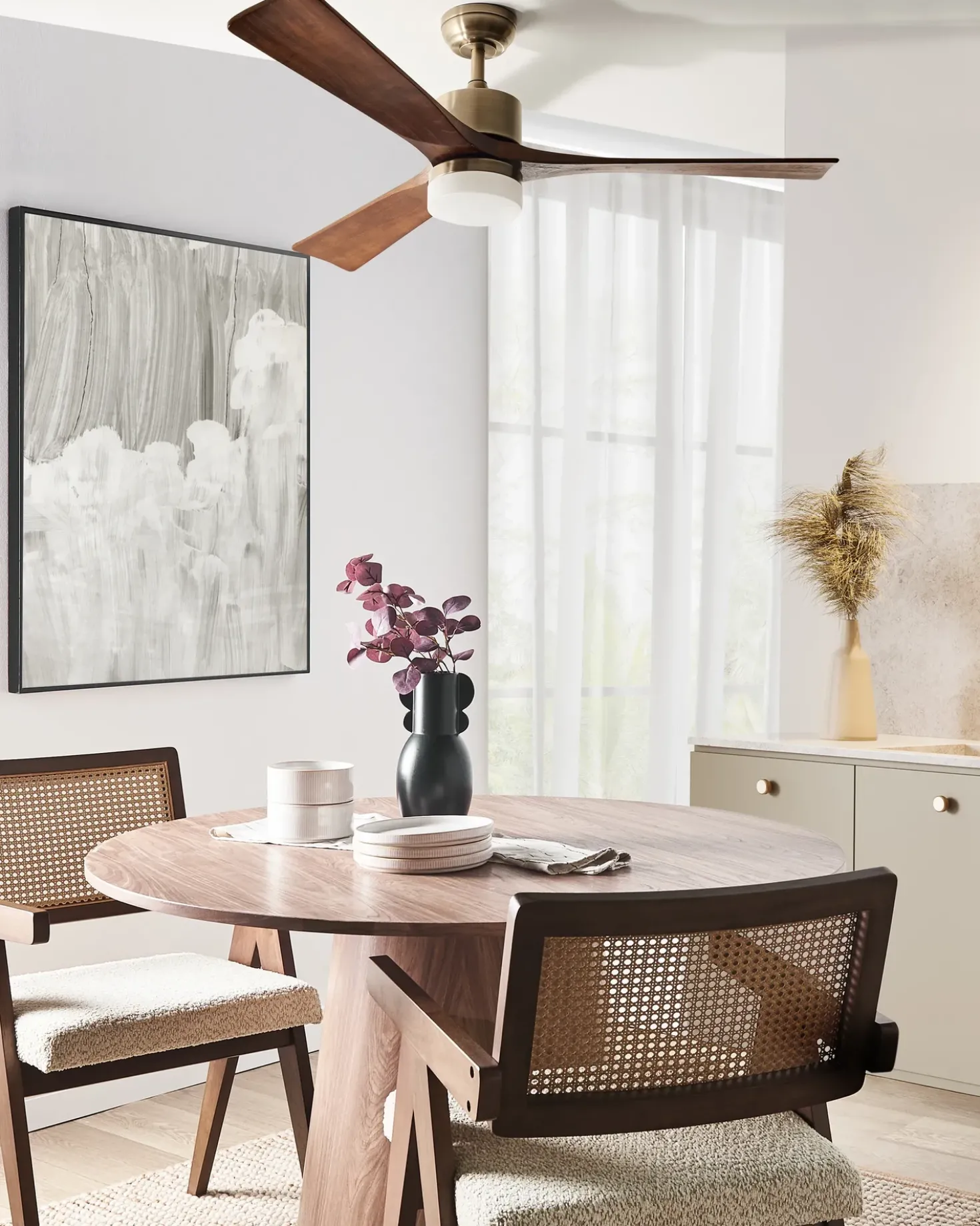 Ventilatore a soffitto con luce ARUWIMI con telecomando LED Ottone