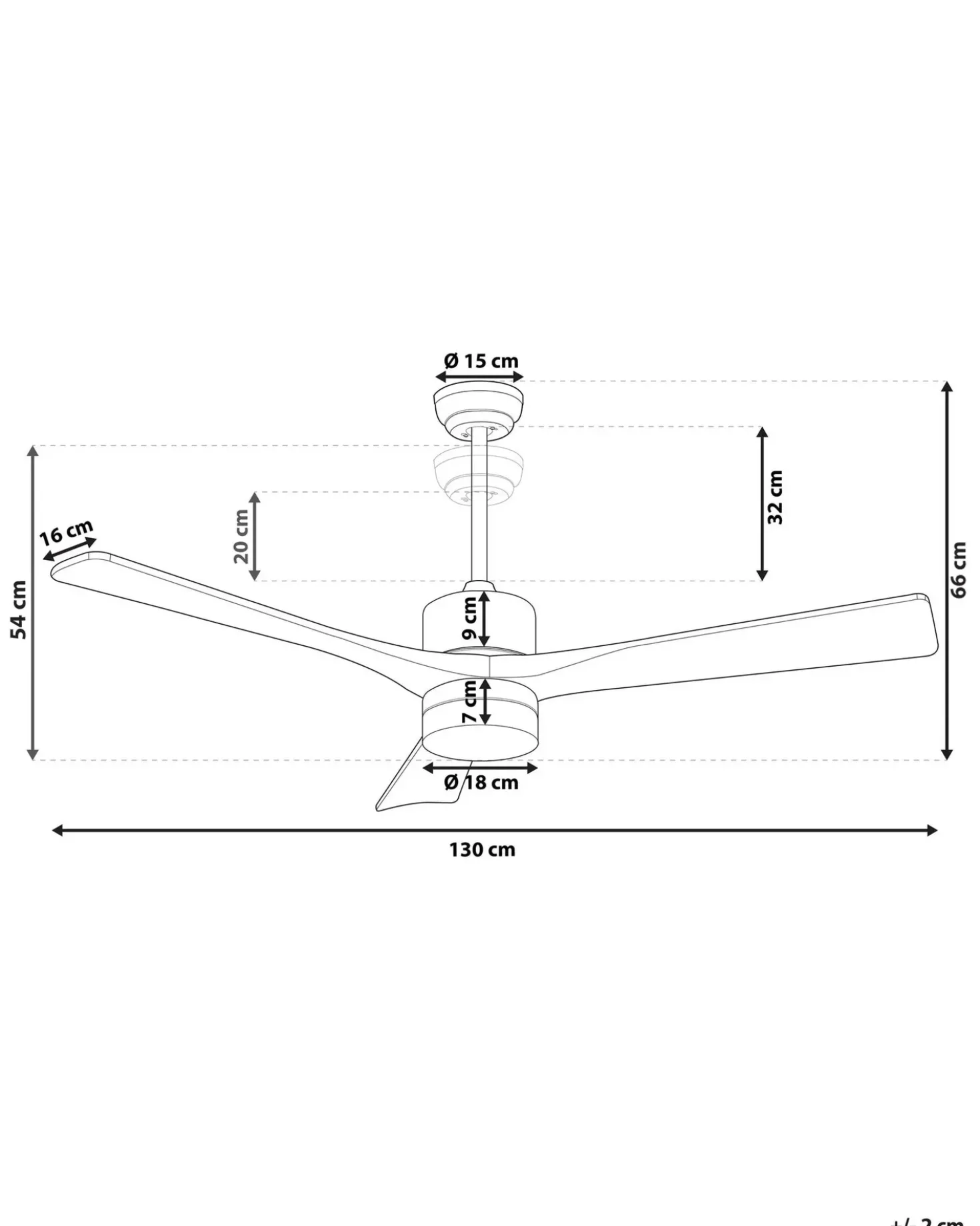 Ventilatore a soffitto con luce ARUWIMI con telecomando LED Ottone