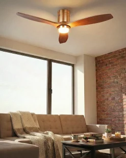 Ventilatore a soffitto con luce PIAYE con telecomando LED Marrone