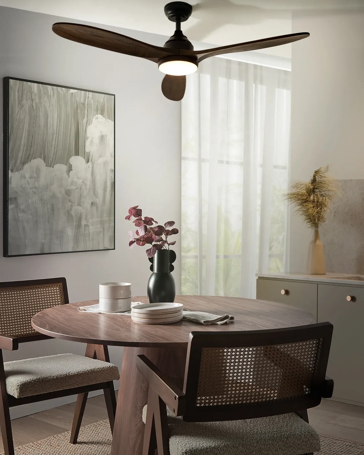 Ventilatore a soffitto con luce MOYAR con telecomando LED Marrone scuro