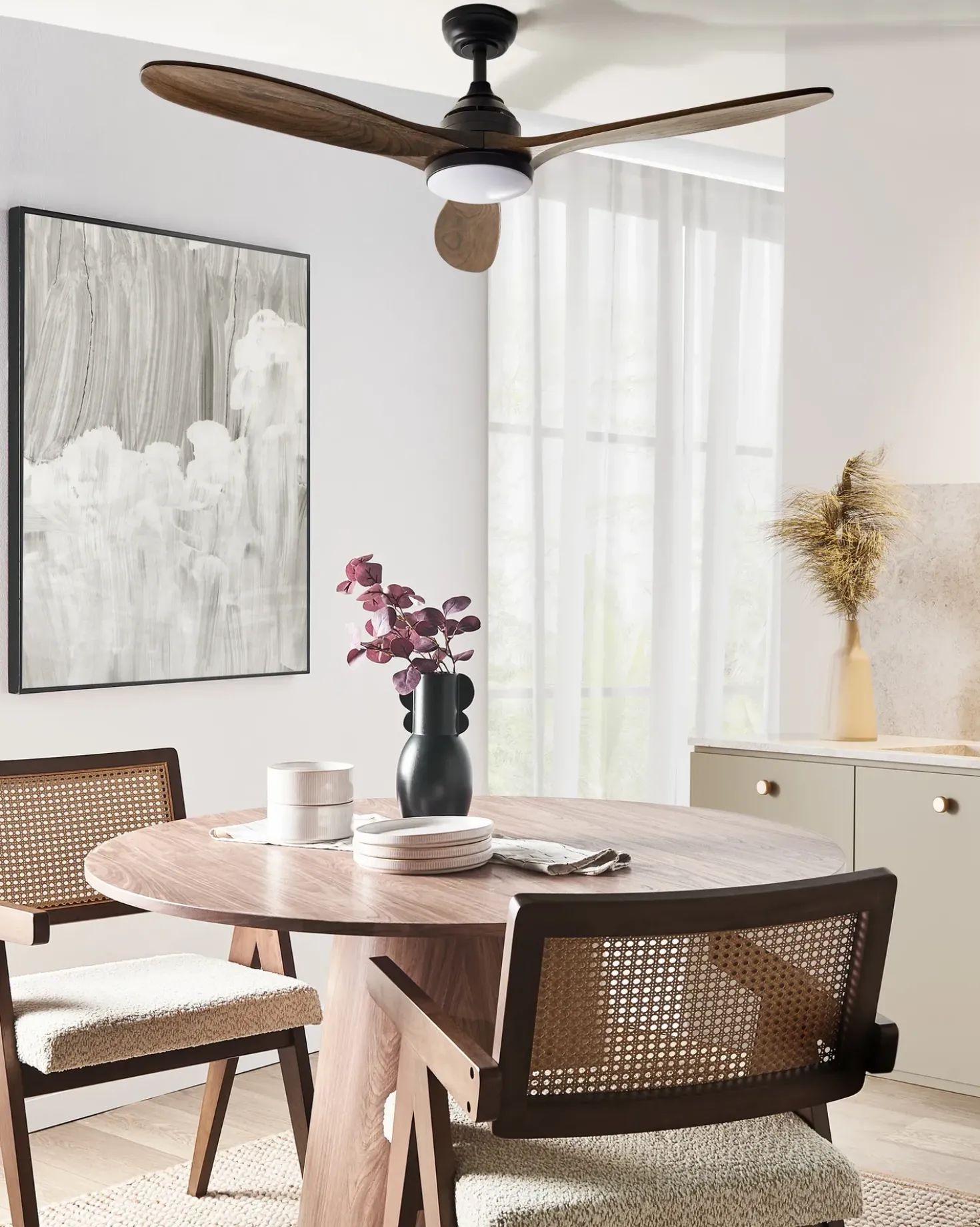 Ventilatore a soffitto con luce MOYAR con telecomando LED Marrone scuro