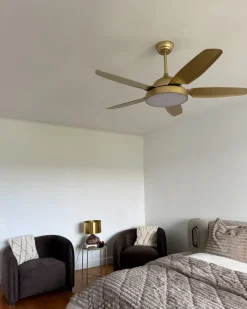 Ventilatore a soffitto con luce GOSHAABA con telecomando LED Ottone