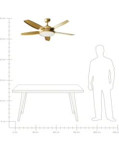 Ventilatore a soffitto con luce GOSHAABA con telecomando LED Ottone