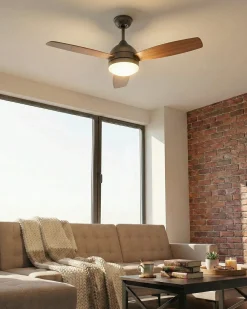 Ventilatore a soffitto con luce MANSALA con telecomando LED Marrone scuro