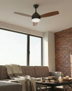 Ventilatore a soffitto con luce MANSALA con telecomando LED Marrone scuro