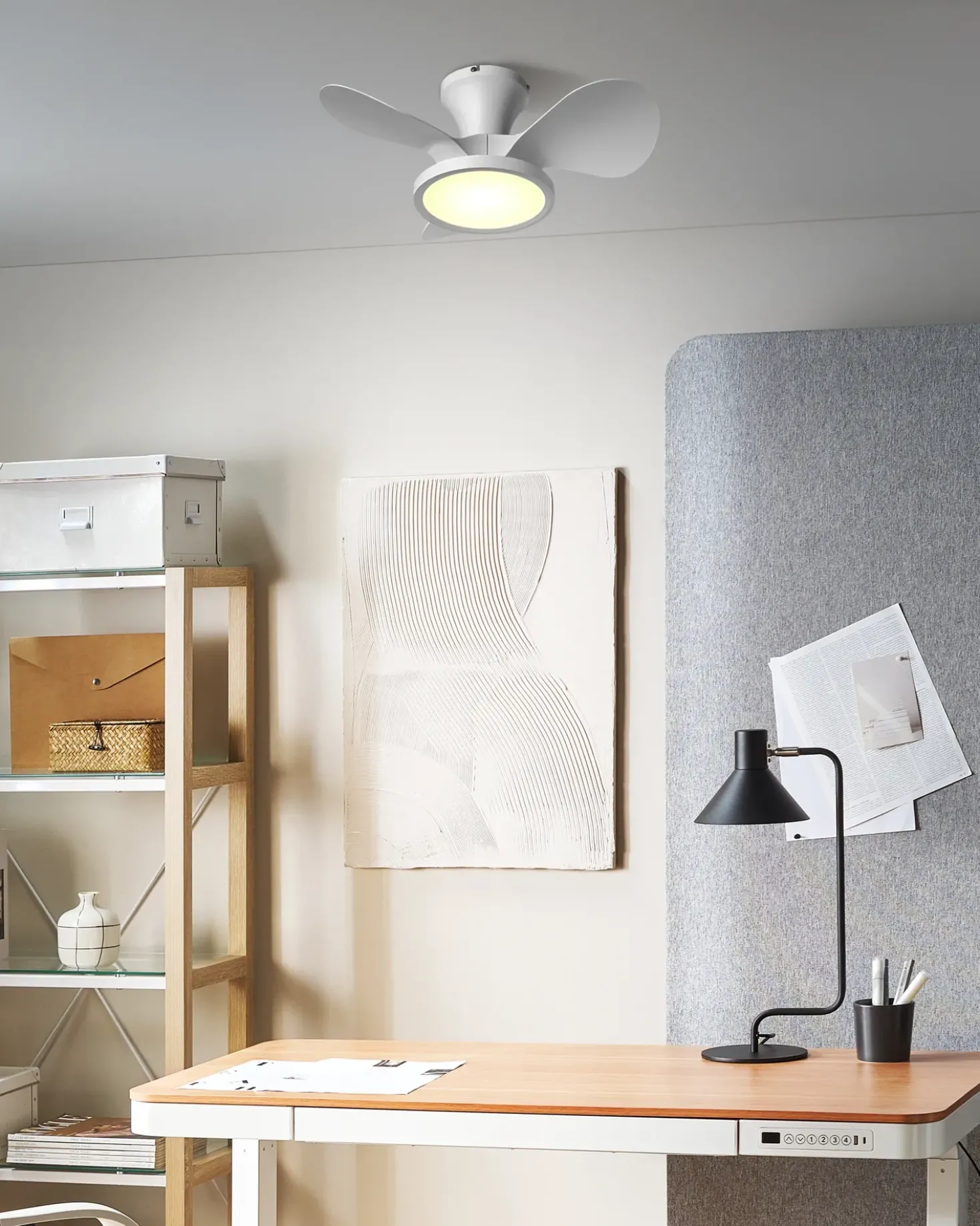 Ventilatore a soffitto con luce PUNTI con telecomando LED Bianco