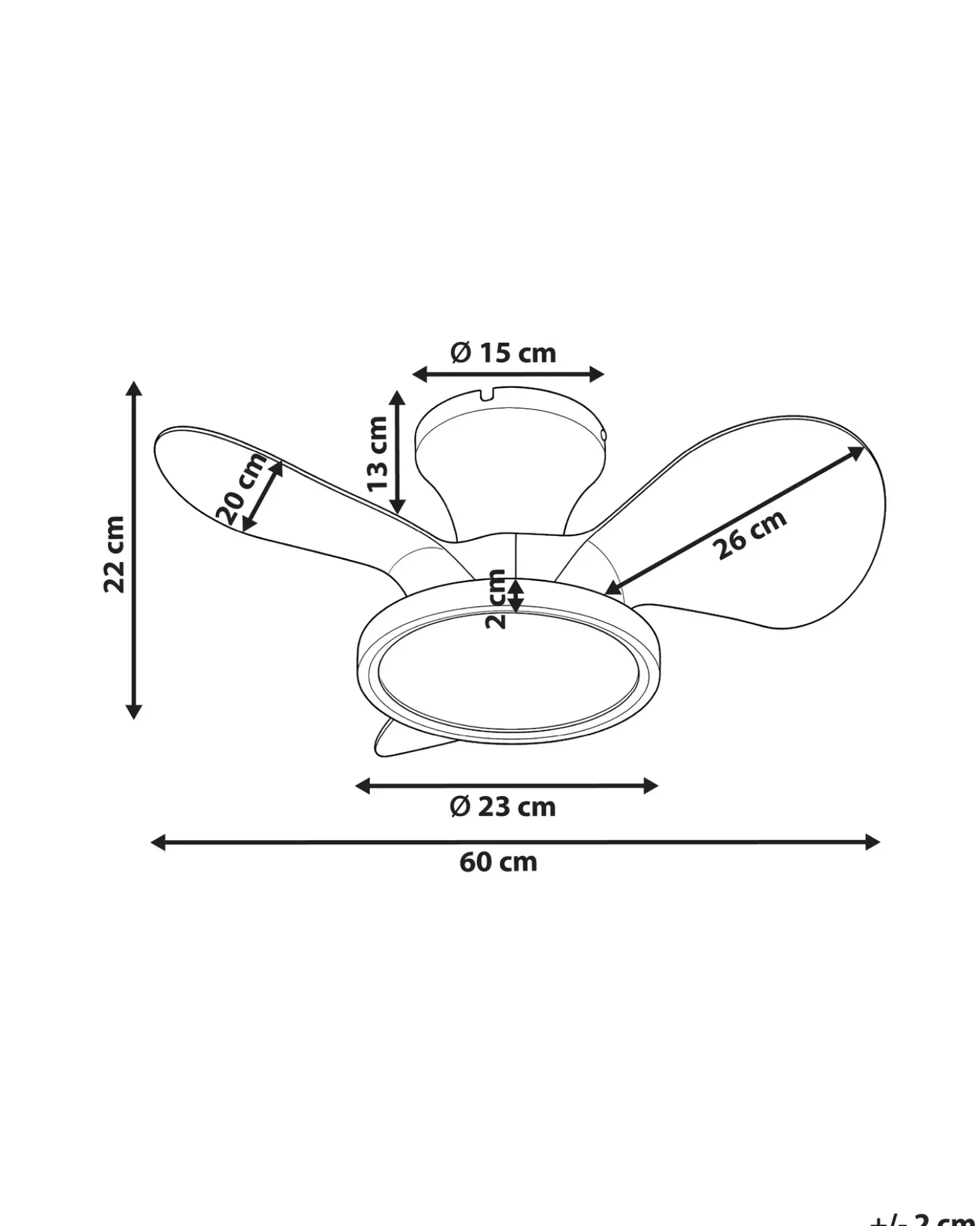 Ventilatore a soffitto con luce PUNTI con telecomando LED Bianco