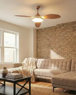 Ventilatore a soffitto con luce MUDDY con telecomando Marrone chiaro