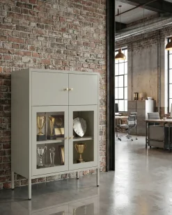 Vetrina in vetro ESHOLT Metallo 80 cm Beige chiaro
