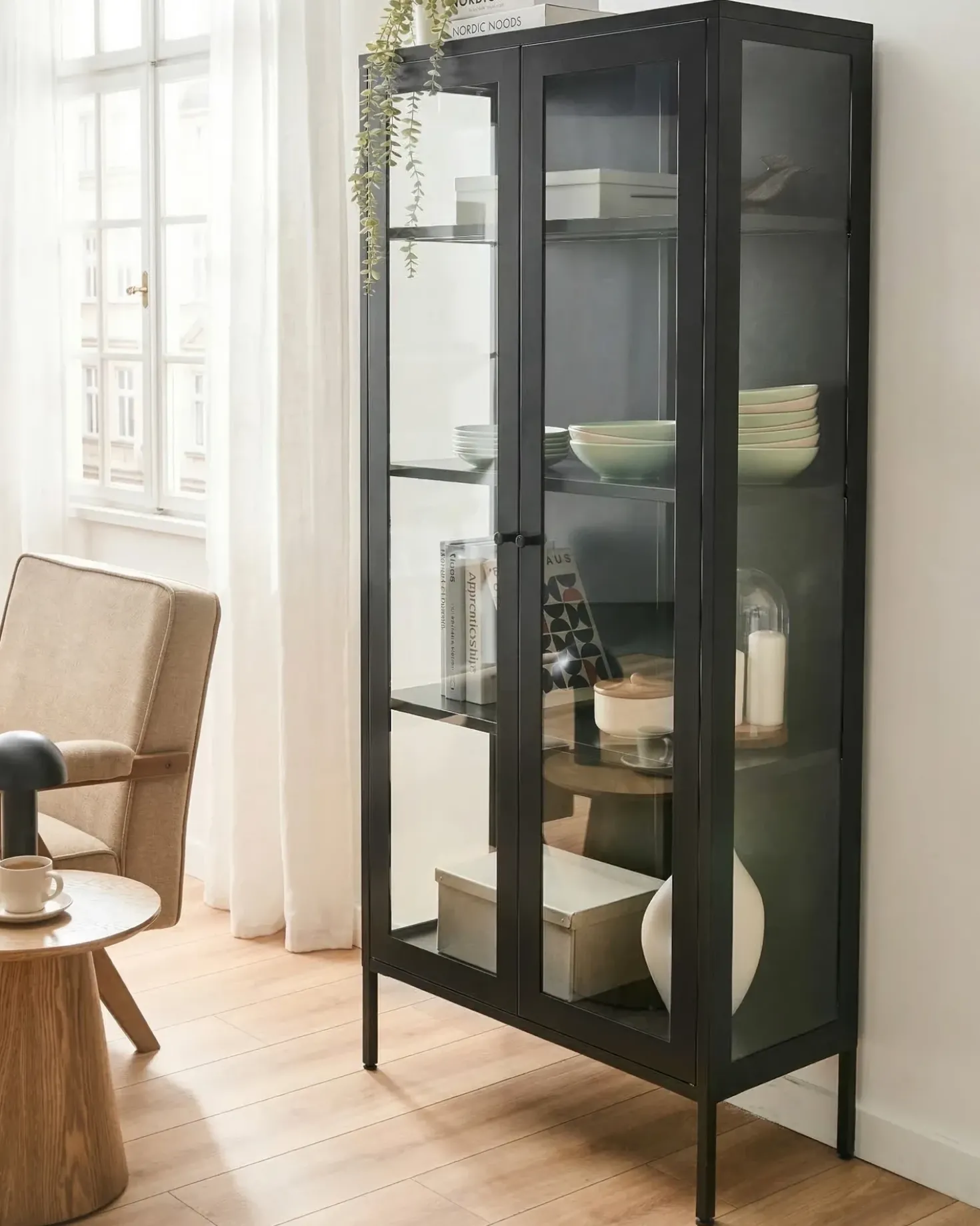 Vetrina in vetro HARTY Metallo 80 cm Nero
