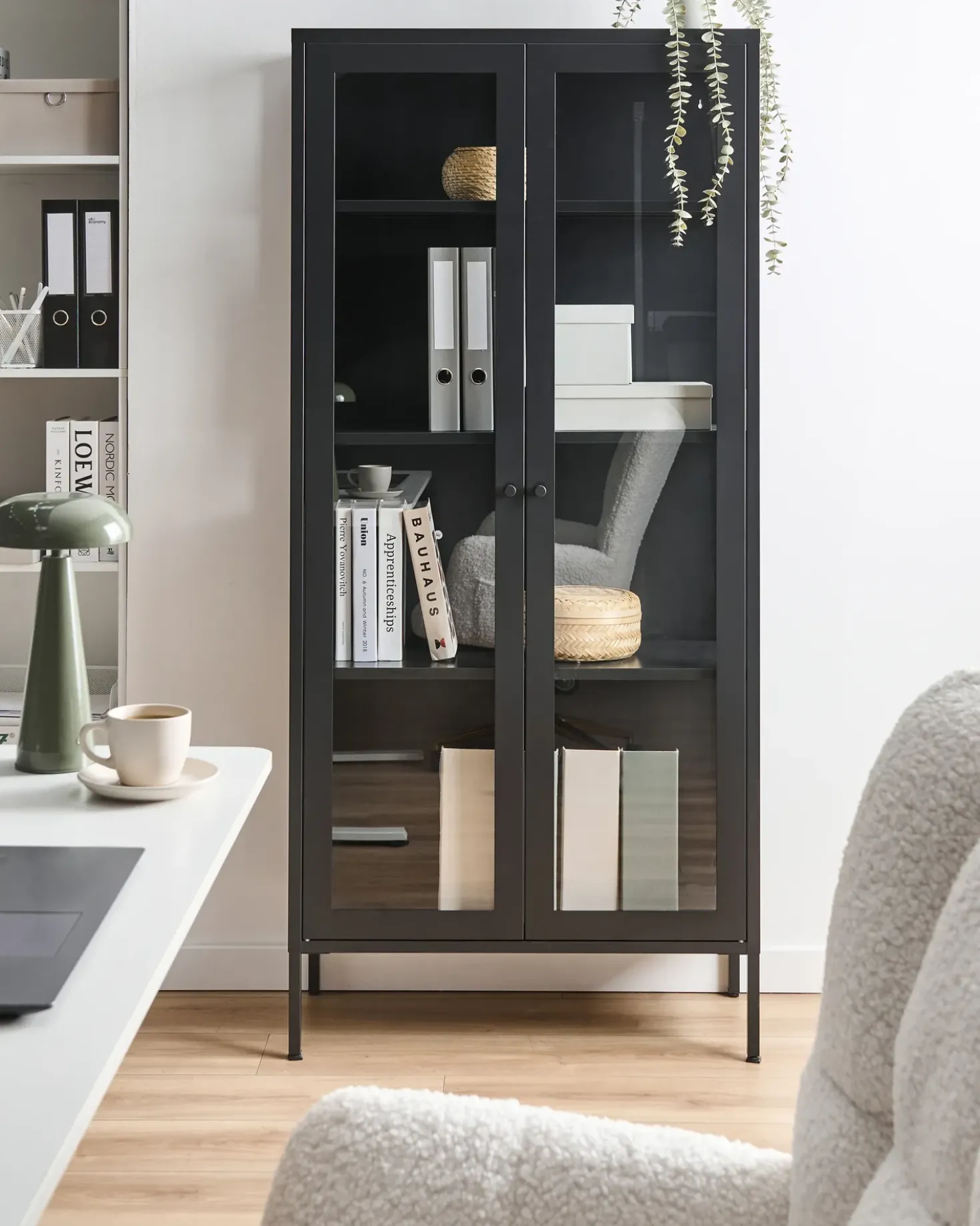 Vetrina in vetro HARTY Metallo 80 cm Nero