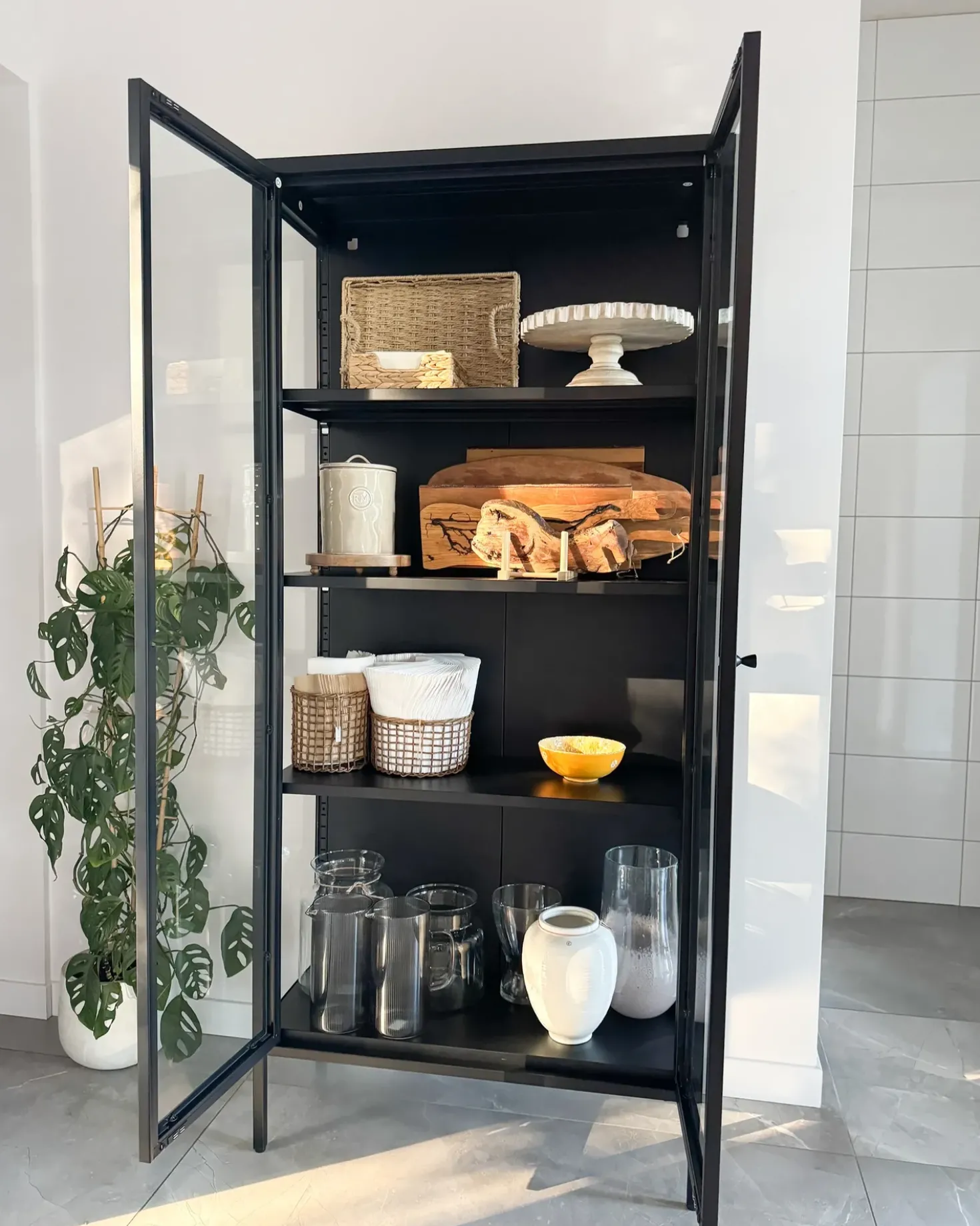Vetrina in vetro HARTY Metallo 80 cm Nero