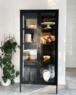 Vetrina in vetro HARTY Metallo 80 cm Nero