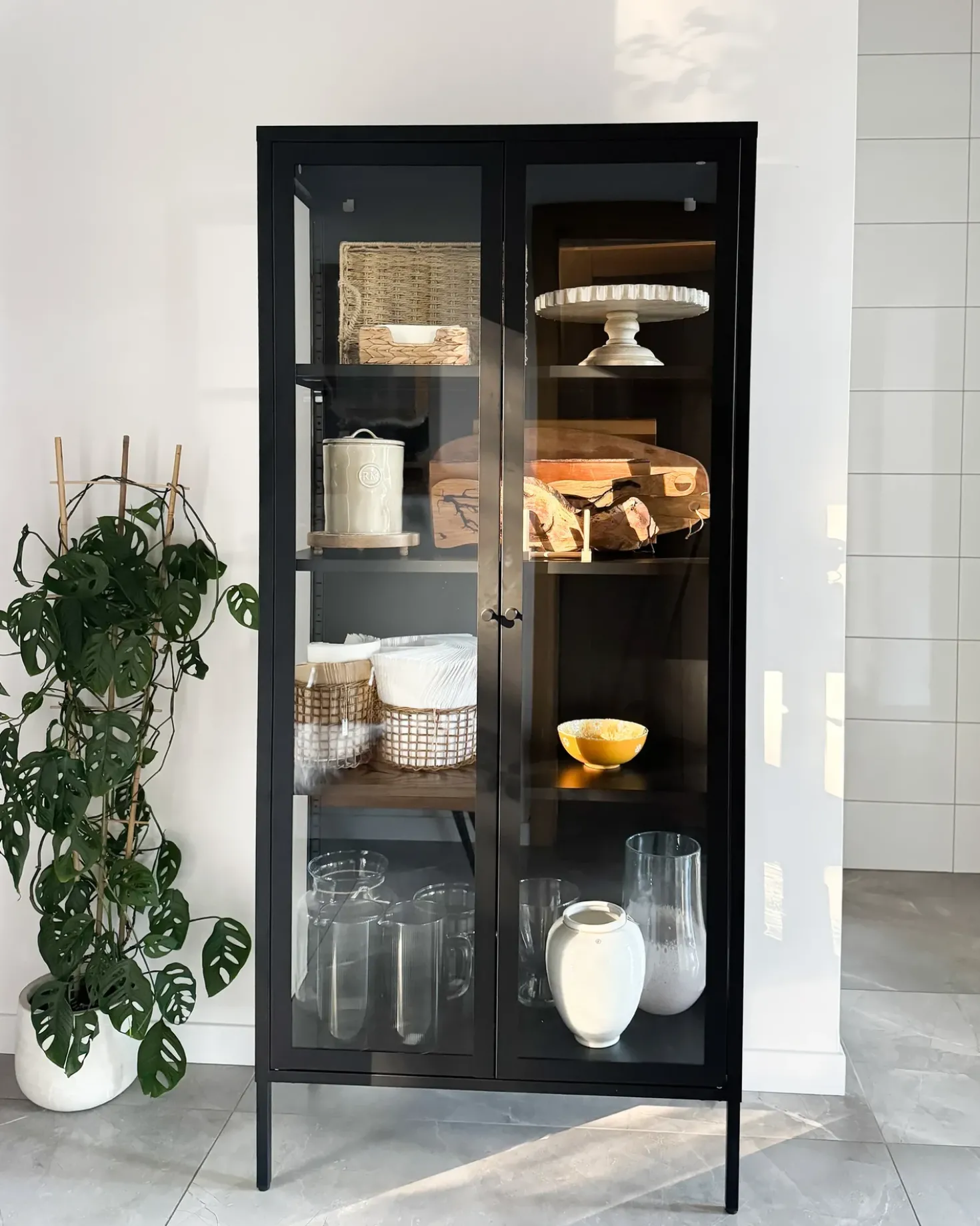 Vetrina in vetro HARTY Metallo 80 cm Nero