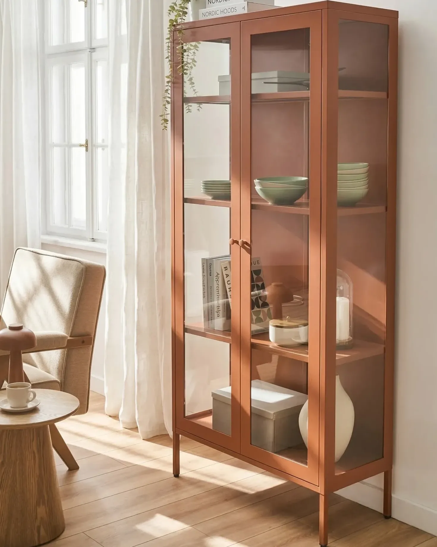 Vetrina in vetro HARTY Metallo 80 cm Marrone dorato