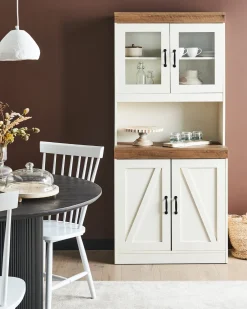 Vetrina in vetro KALBARRI 80 cm Marrone/Bianco