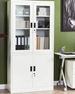 Vetrina in vetro MALACHITE Metallo 90 cm Bianco