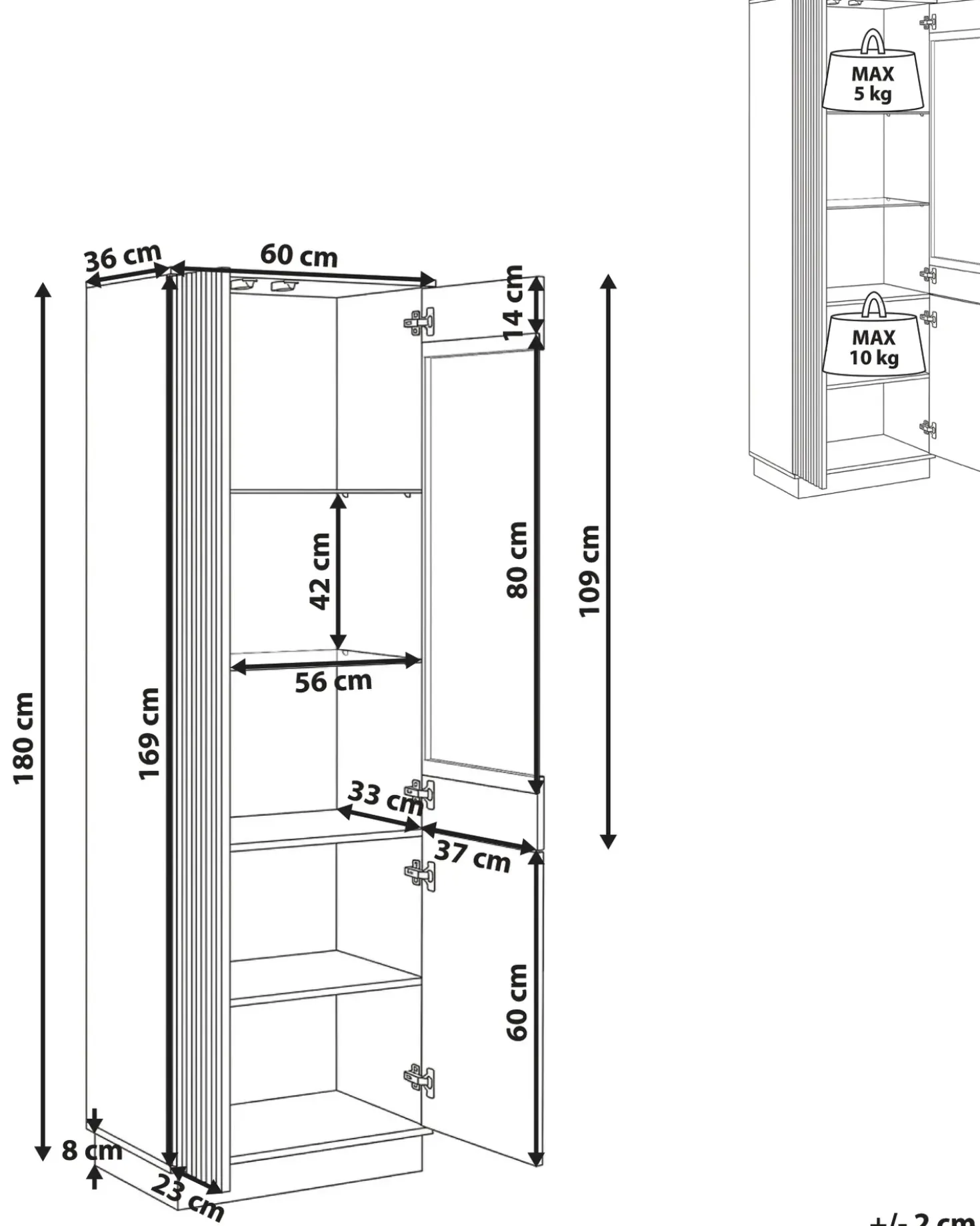Vetrina in vetro MANAIA 60 cm Marrone