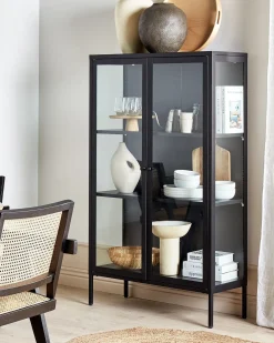 Vetrina in vetro NASH Metallo 90 cm Nero