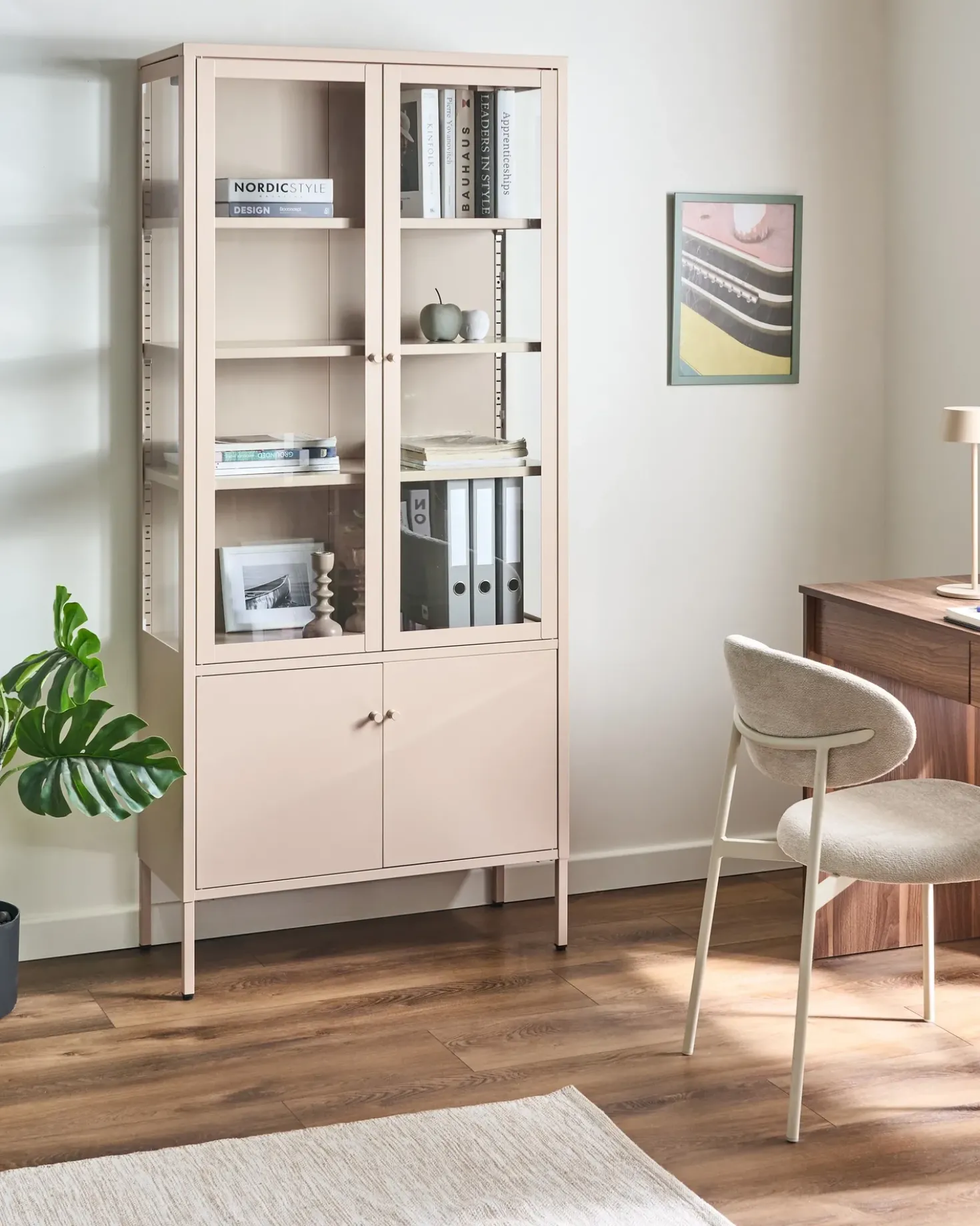Vetrina in vetro OXTED Metallo 80 cm Beige